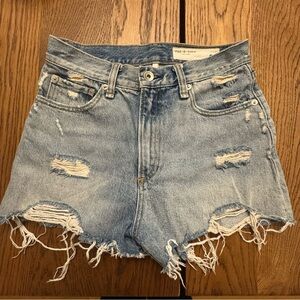 rag & bone Maya High Rise Short Light Blue Distressed Denim Shorts Size 25